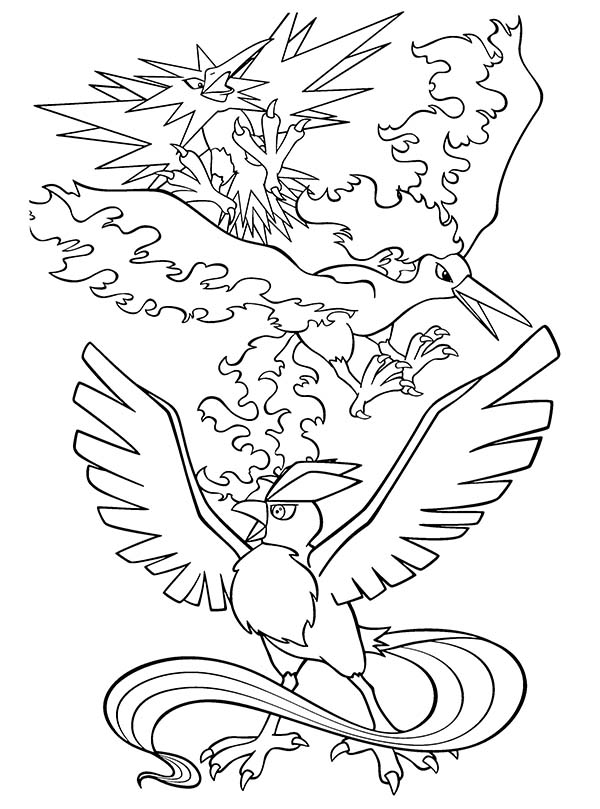 Articuno, : Articuno Bird Attack Coloring Page