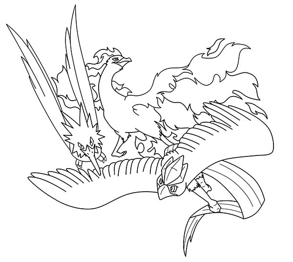 Articuno, : Awesome Trio Articuno Coloring Page