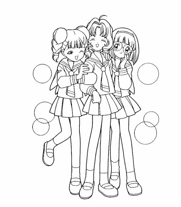 Cardcaptor Sakura, : Cardcaptor Sakura Characters Coloring Page