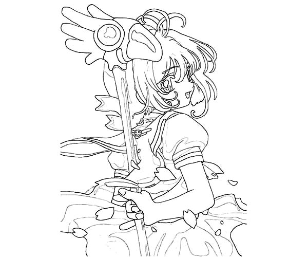 Cardcaptor Sakura, : Cardcaptor Sakura Coloring Page for Kids