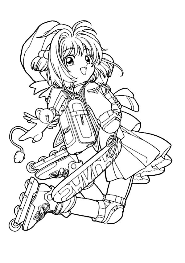 Cardcaptor Sakura, : Cardcaptor Sakura is Going to School Coloring Page