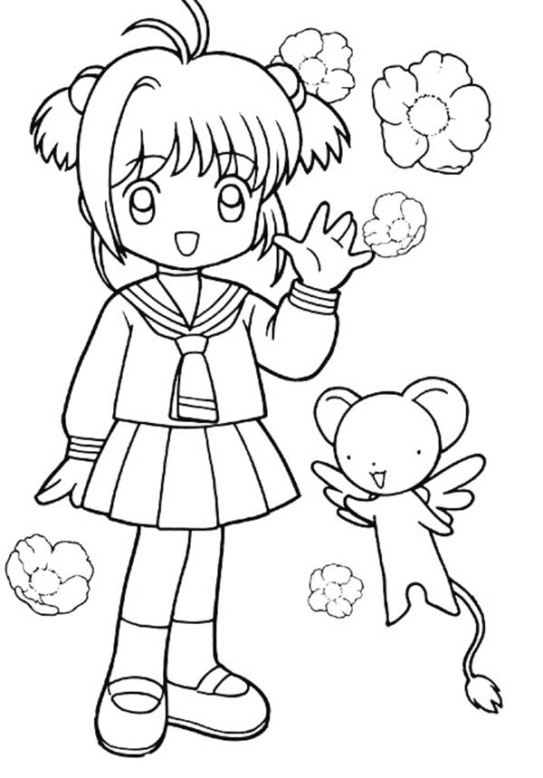 Cardcaptor Sakura, : Chibi Sakura and Kero from Cardcaptor Sakura Coloring Page