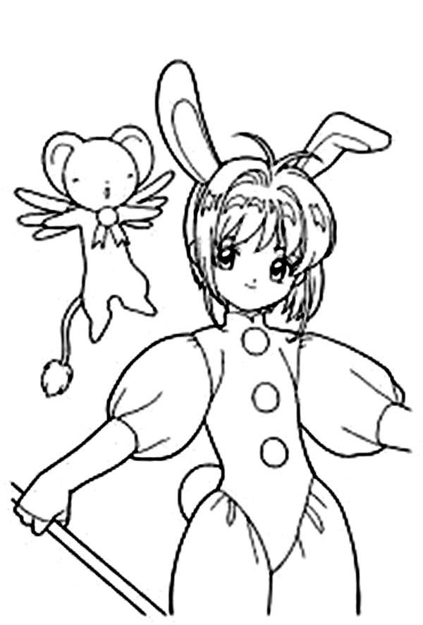 Cardcaptor Sakura, : Couple Sakura and Keroberos from Cardcaptor Sakura Coloring Page