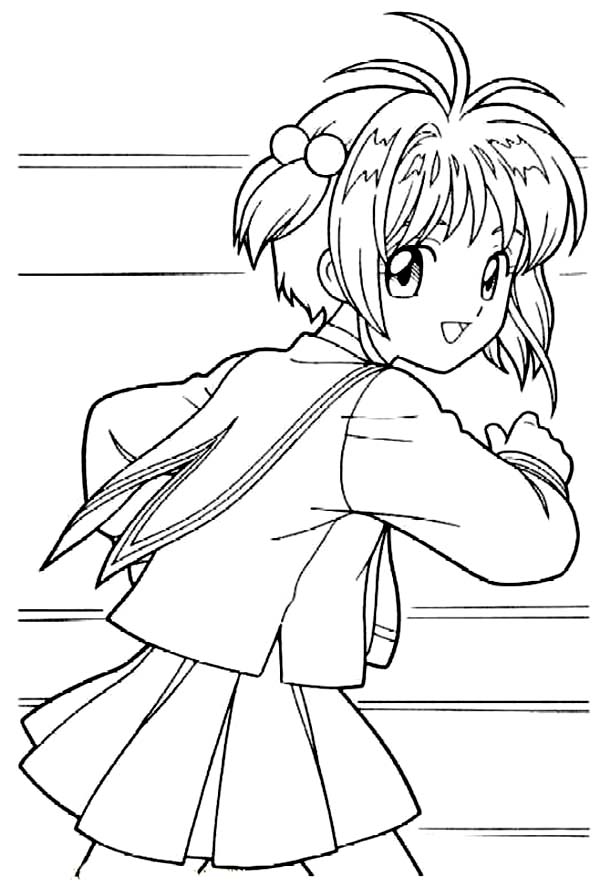 Cardcaptor Sakura, : Cute Cardcaptor Sakura Coloring Page