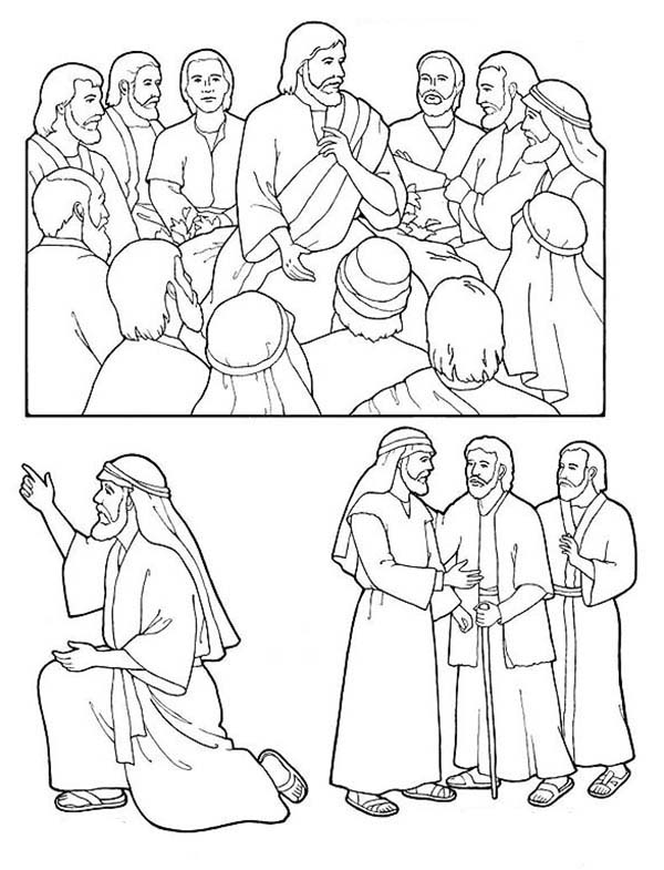 Disciples, : Drawing Jesus Disciples Coloring Page