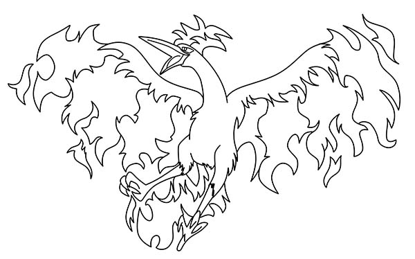Articuno, : Fire Articuno Bird Coloring Page