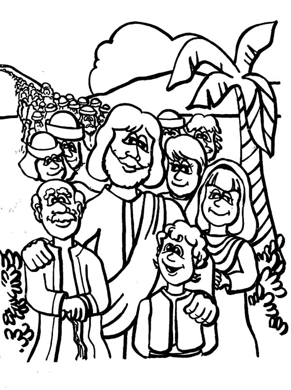 Disciples, : Jesus Christ and Disciples Coloring Page