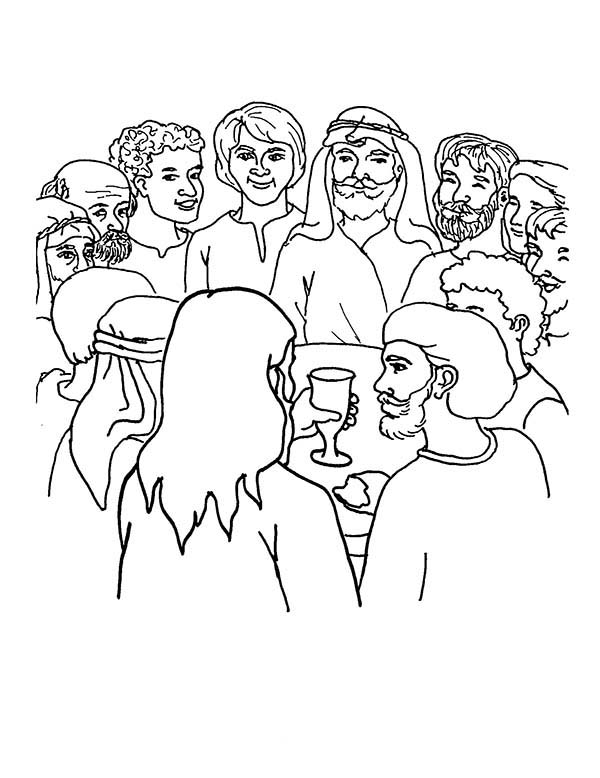 Disciples, : Jesus Drink with His Disciples Coloring Page