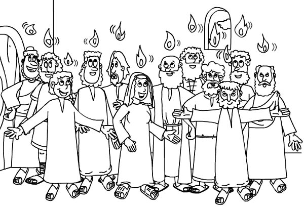 Disciples, : Jesus and Disciples in Pentecostes Coloring Page