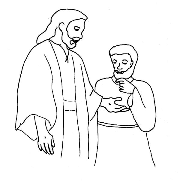 Disciples, : Jesus and His Disciples Believing Thomas Coloring Page