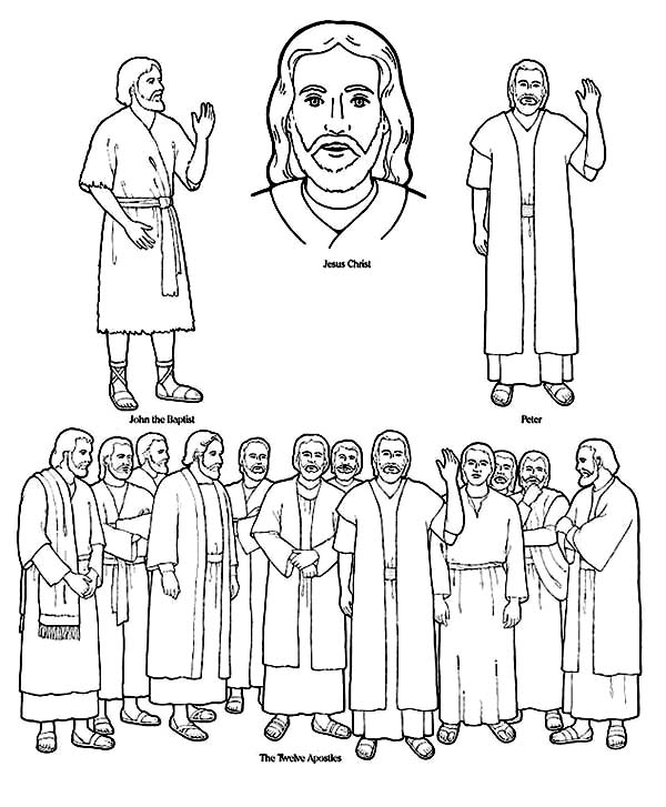 Disciples, : Picture of Jesus and His Disciples Coloring Page