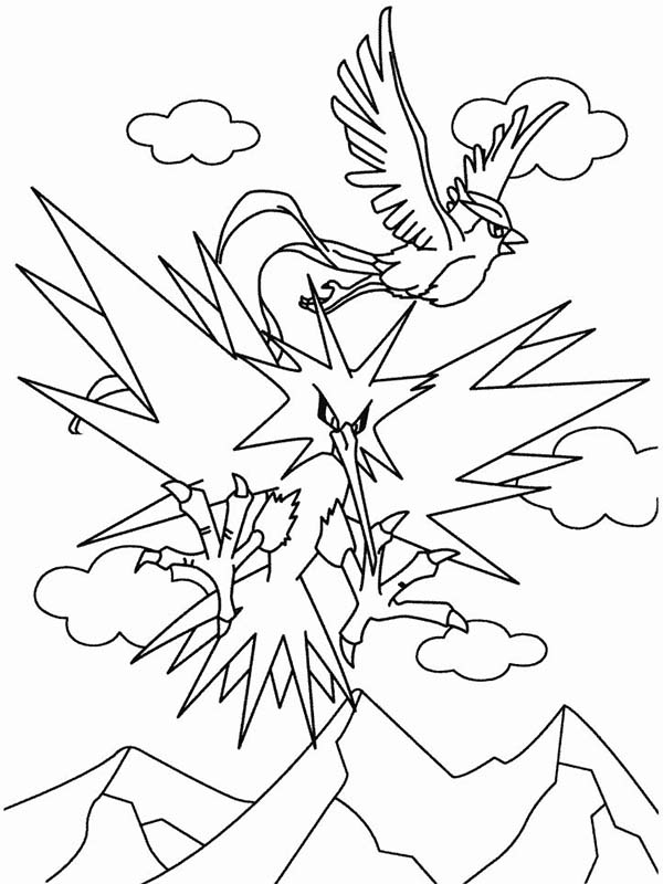 Articuno, : Pokemon Articuno Bird Flying Coloring Page