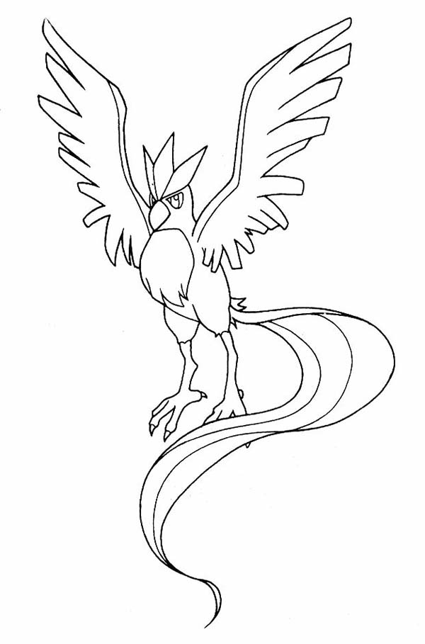 Articuno, : Pokemon Articuno Spread His Wings Coloring Page
