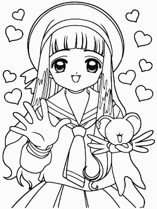 Cardcaptor Sakura, : Sakura and Kero Full of Love in Cardcaptor Sakura Coloring Page