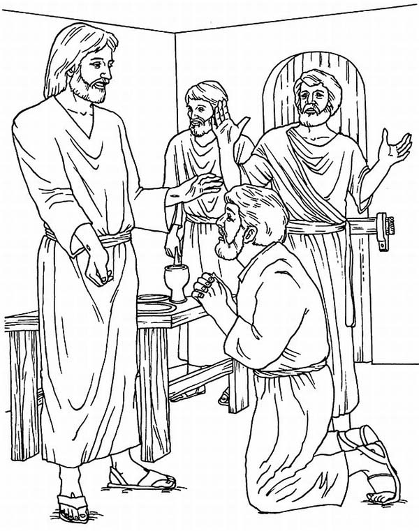 Disciples, : Thomas Disciples of Jesus Ask for Blessing Coloring Page