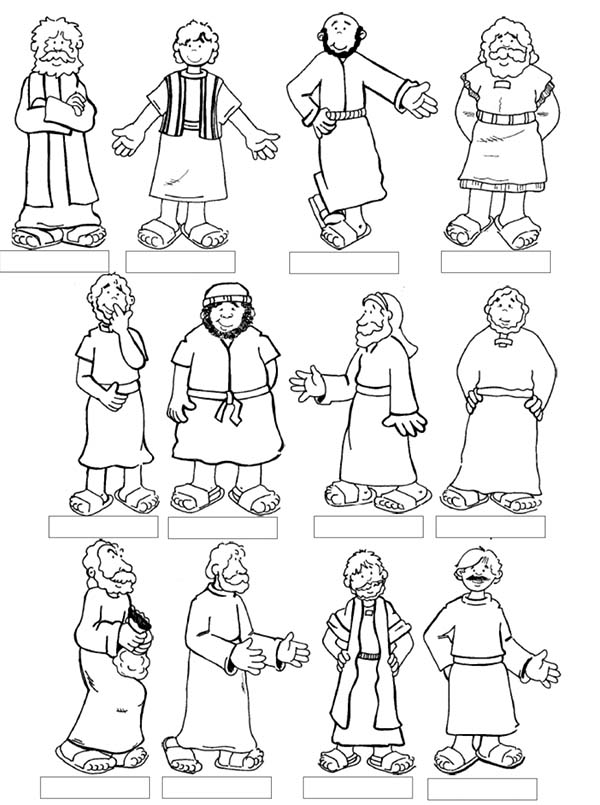 Disciples, : Twelve Disciples of Jesus Coloring Page