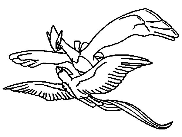 Articuno, : Two Articuno Pokemon Mating Coloring Page