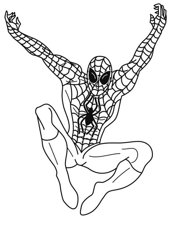 Spiderman, : Spiderman Awesome Jumper Coloring Page