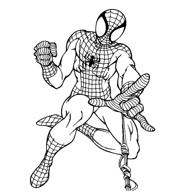 Spiderman, : Spiderman Using Web Shooter Coloring Page