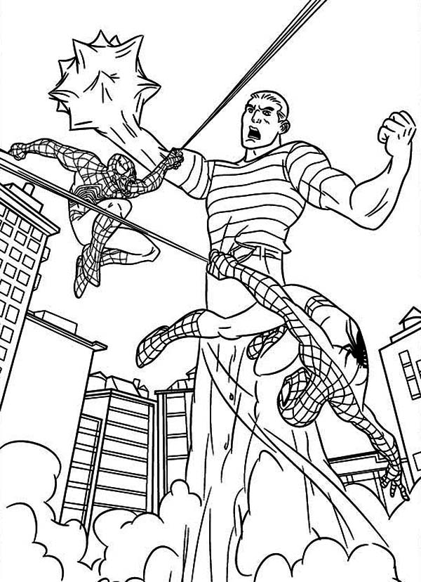 Spiderman, : Spiderman Versus Sandman Coloring Page